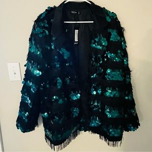 Nasty Gal sequin and fringe oversize blazer